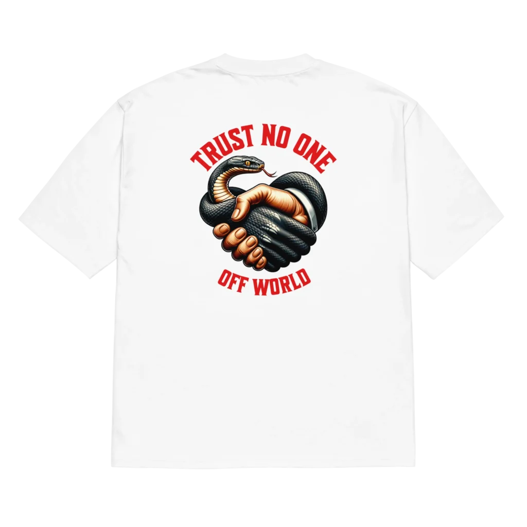 Off-World Trust No One Tee White Back