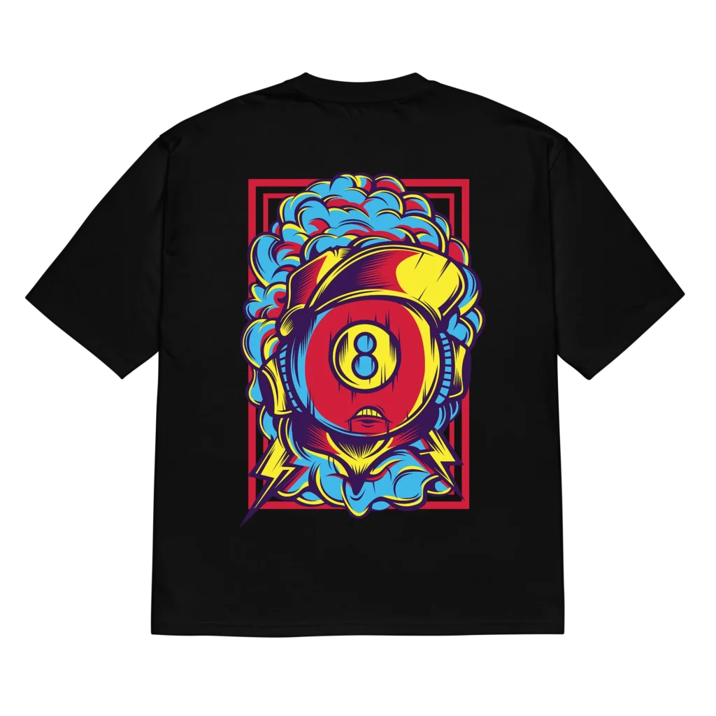 Lucky 8 Oversized Tee Back Black