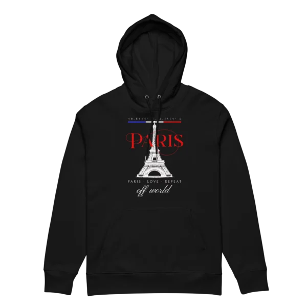 Paris Hoodie Front Black