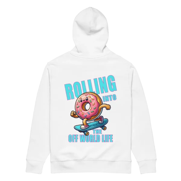 Rolling Donut Hoodie Back White
