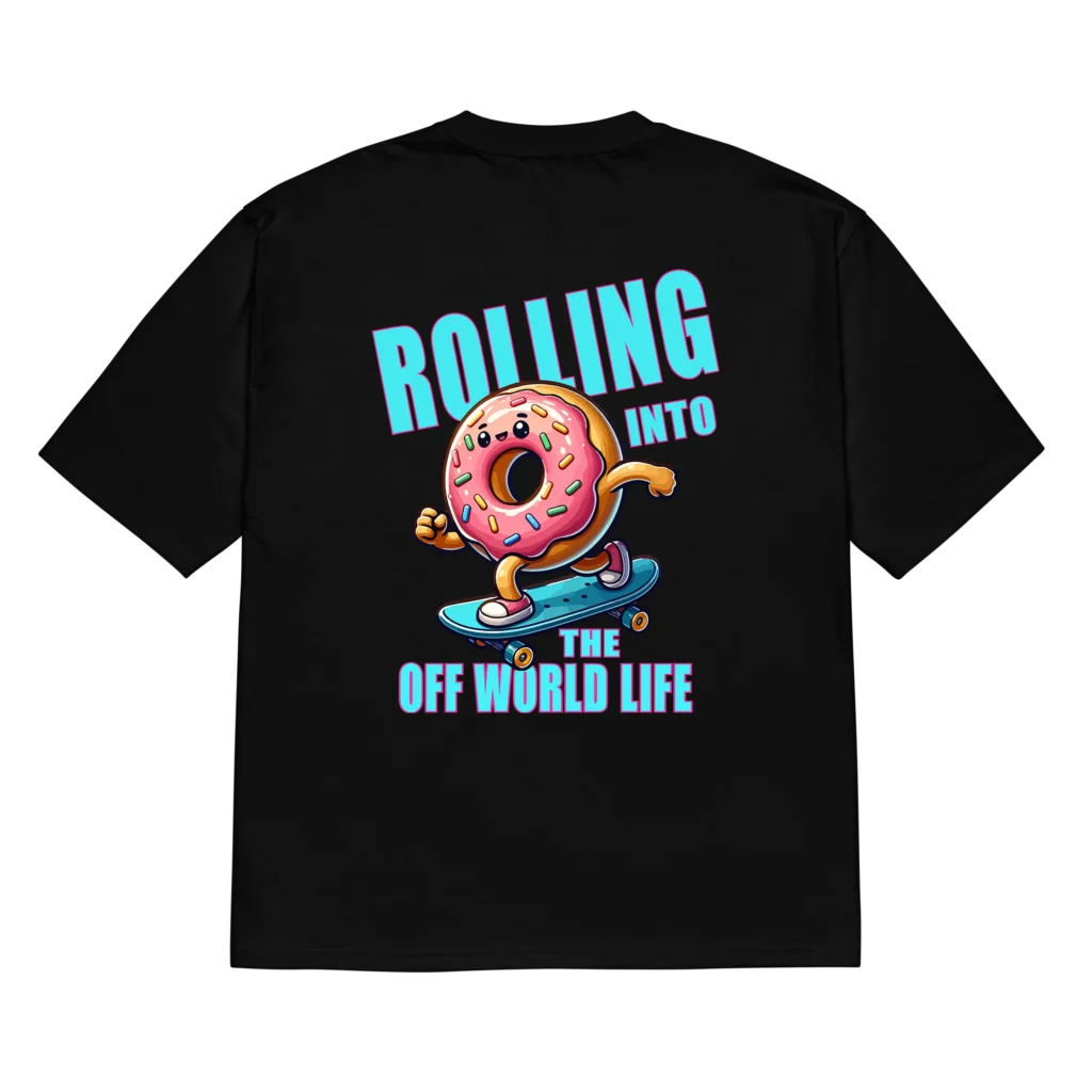 Rolling Donut Oversized Black Tee Back