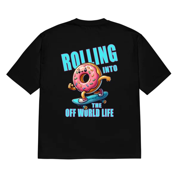 Rolling Donut Oversized Black Tee Back